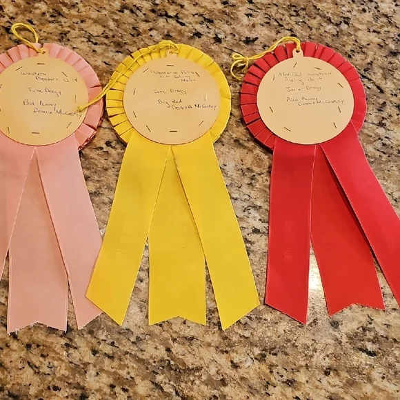 3 Vintage 1965 American Saddle Bred Tennessee Walker horse show rosettes ribbons - Picture 14 of 14